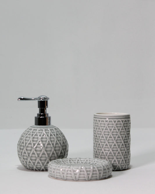 Set 3 pezzi da bagno in Ceramica effetto Rete