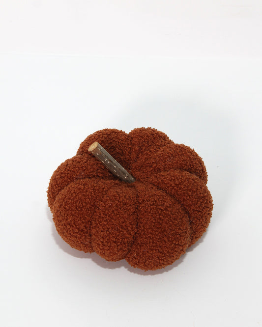 Zucca in peluche con tralcio in legno colore arancione scuro