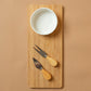 Tagliere Rettangolare in Bamboo con Ciotola in Porcellana + 2 utensili da formaggio