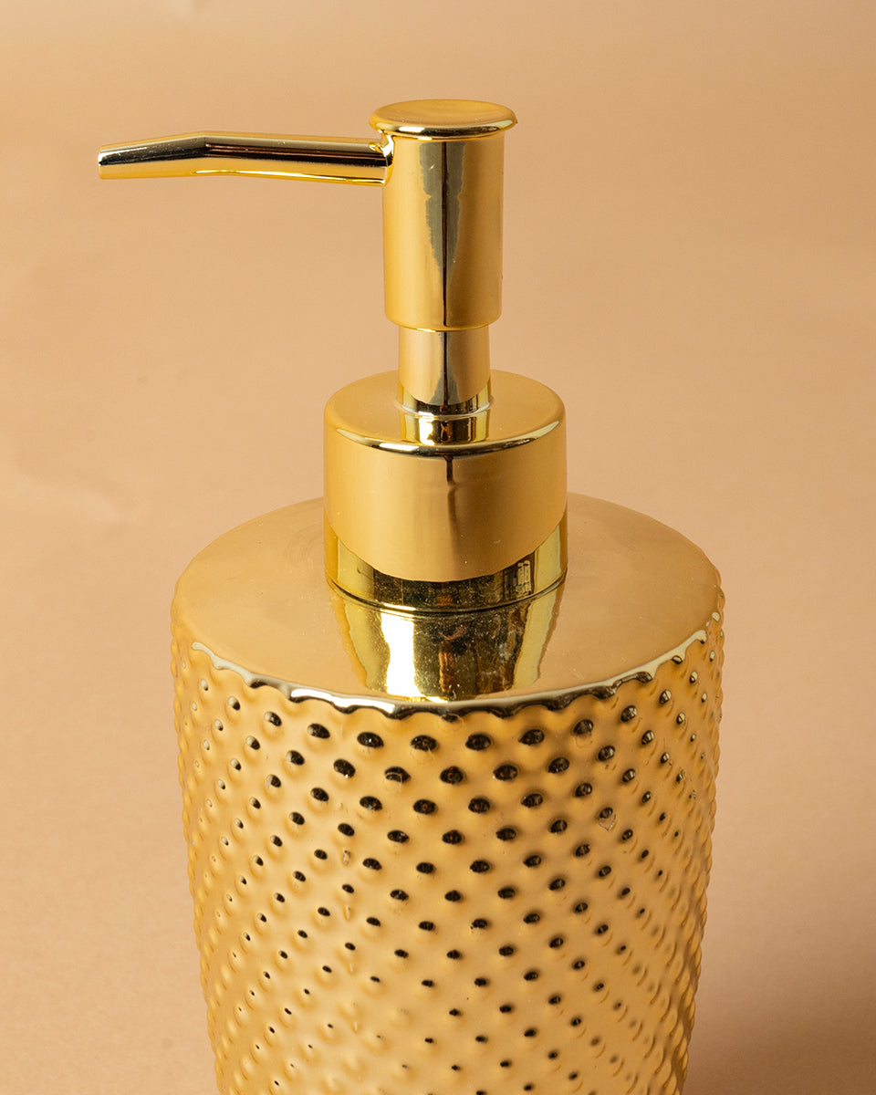 Dispenser per sapone  in ceramica lavorata Oro