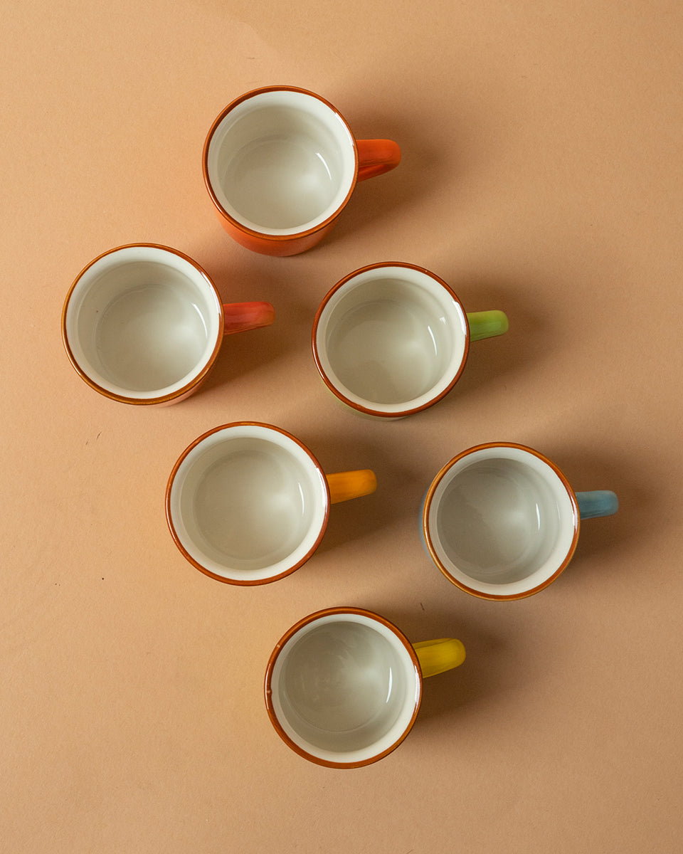 Set 6 tazzine caffè colorate in ceramica