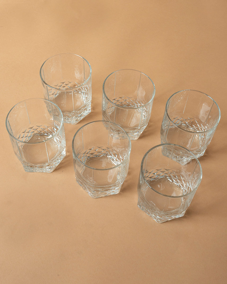 Set 6 bicchieri in vetro con fondo lavorato
