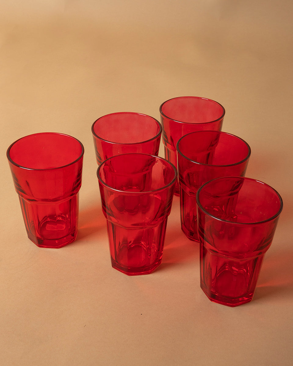 Set 6 bicchieri bevanda in vetro colore rosso