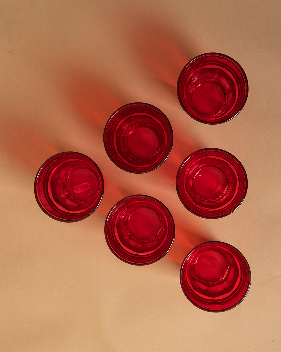 Set 6 bicchieri bevanda in vetro colore rosso
