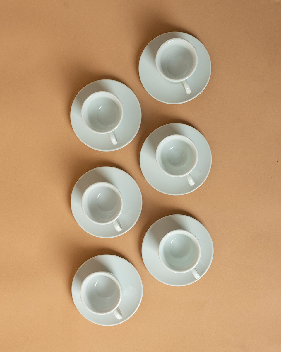 Set 6 tazzine caffè con piattino in porcellana lavorata