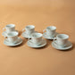 Set 6 tazzine caffè con piattino in porcellana lavorata