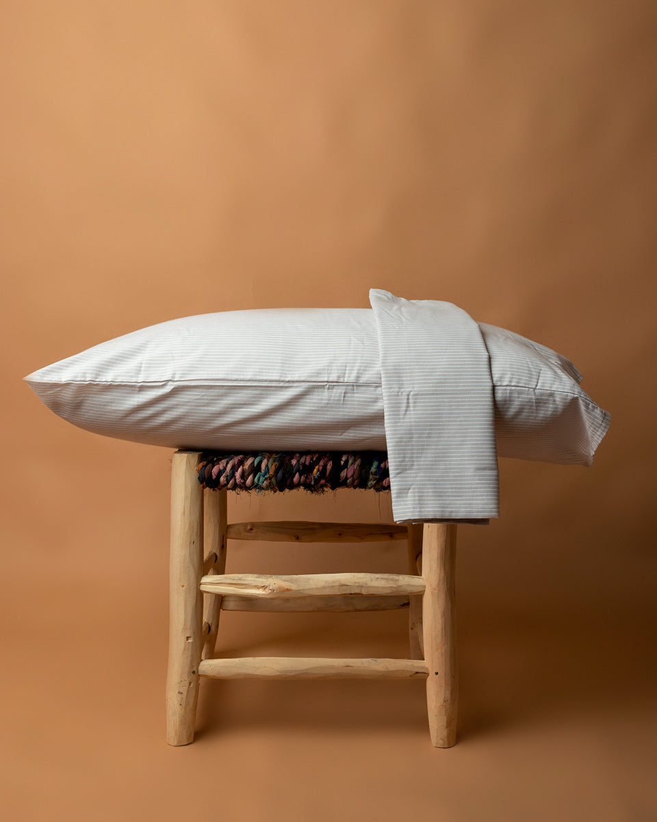 Coppia federe cuscino da letto, colore Tortora e Bianco